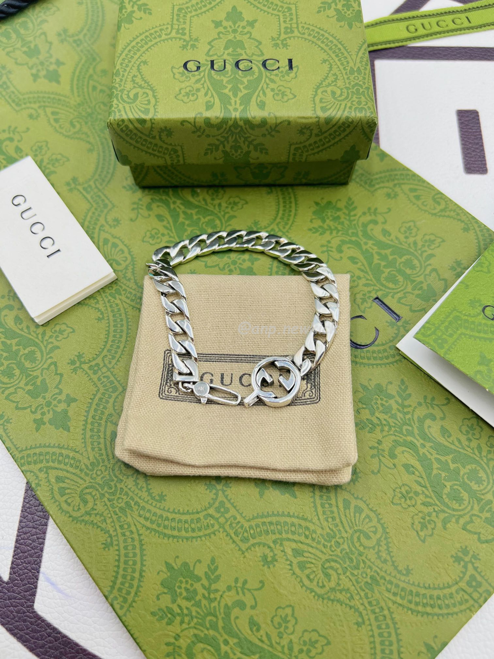 Gucci Interlocking Bracelet In Palladium Metal (3) - www.newkick.vip